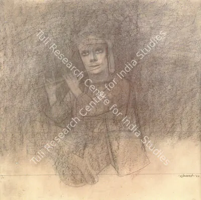 Ganesh Pyne (Artist), The Flute Player, 1988, Painting