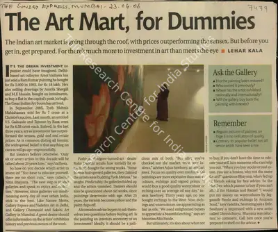 Lehar Kala (Reporter), The Art Mart, for Dummies, 2006, Newspaper Clipping