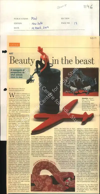 Himanshu Bhagat (Reporter), Beauty in the Beast, 2009, Newspaper Clipping