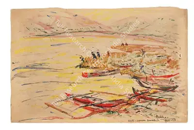 K.K. Hebbar (Artist), Bali - Sanur Beach, 1958, Painting