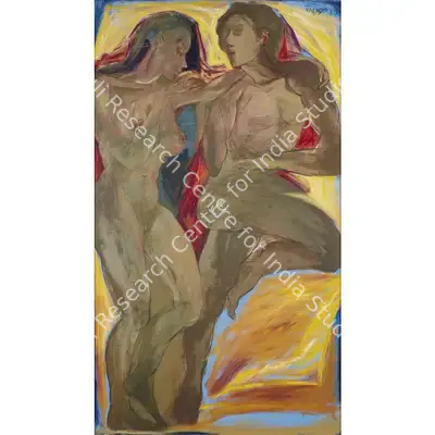 Das, Jatin (Artist). Tenderly Together, 1991 | Painting, AG.Onl/30.03.23, 2023 · Asta Guru