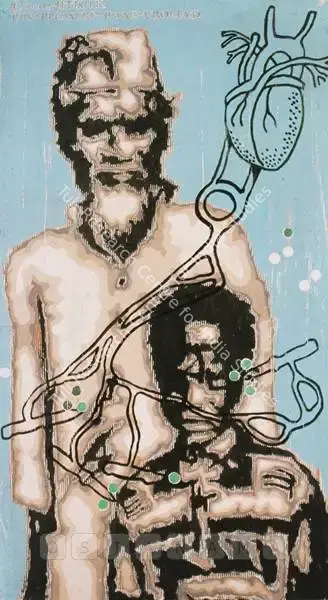 Kallat, Jitish (Artist). Pain-Pleasure-Pause-Proceed. Oil on canvas, 2002 | Painting | FineArts | 00600068