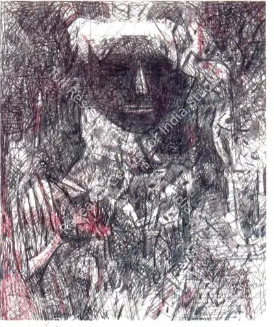 Ganesh Pyne (Artist), Untitled, 1979, Drawing