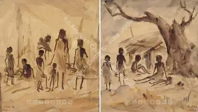 Gobardhan Ash (Artist), Bengal Famine, 1943, Painting