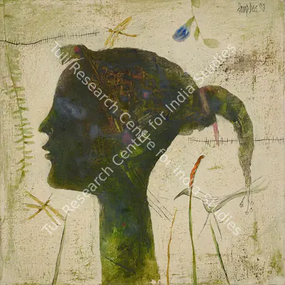 Arup Das (Artist), Untitled (Head of a Girl), 1993, Painting