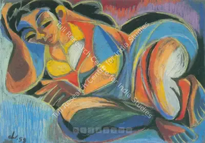 Chittaprosad (Artist), Nude, 1958, Painting