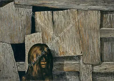 Bikash Bhattacharjee (Artist), Onlooker, 1973, Painting