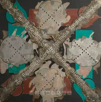Jyoti Bhatt (Artist), Faces With X, 1967, Painting