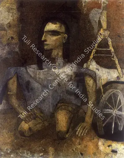 Pyne, Ganesh (Artist). The Kneeling Warrior (Karna), n.d. | Painting, Ch.Lon/05.10.99