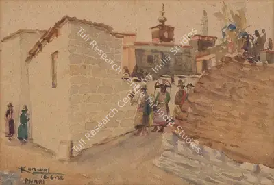 Krishna, Kanwal (Artist). A Religious procession in Pagri (Phari), Tibet, 1938 | Painting, Bon.Lon/05.06.25, 2025 · Bonhams