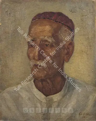 Gobardhan Ash (Artist), Portrait Of Urdu Teacher: Ranjan Banerjee, 1941, Painting