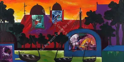 Manu Parekh (Artist), Morning light at Varanasi, 2011, Painting