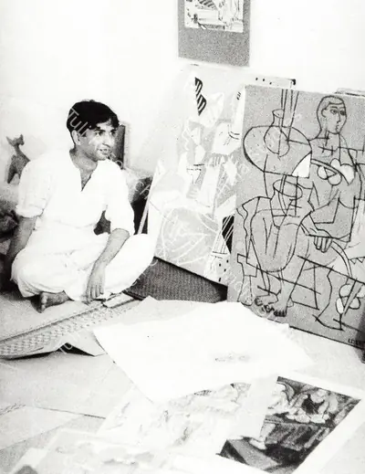Unknown (Photographer). K. G. Subramanyan in his studio. Photographic Still, 1952 | Contemporary Photograph, K.G. Subramanyan | FineArts | 00182467