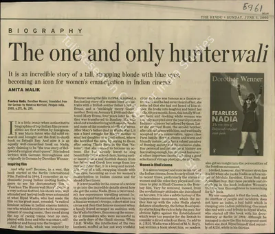 Amita Malik (Reporter), The one and only Hunterwali, 2005, Newspaper Clipping