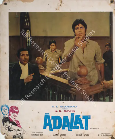 A.K. Nadiadwala (Producer), Adalat, 1976, Photographic Still Mounted on Lobby Card