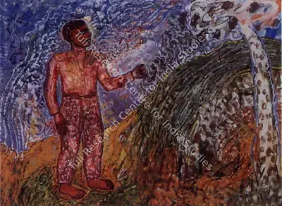 Jayashree Chakravarty (Artist), Man in Landscape, 1992, Painting