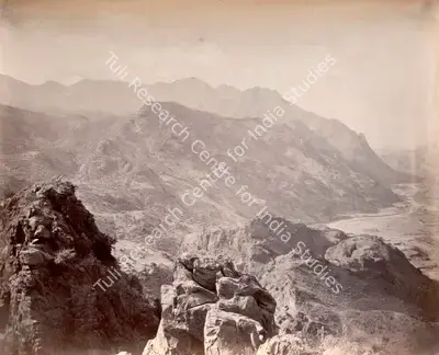 John Burke (Photographer), View from Lundi Kotal Pass, 1864, Antiquarian Photograph