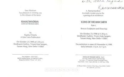 A. Ramachandran (Artist), Icons of the Raw Earth, 1998, Solo Exhibition Invitation