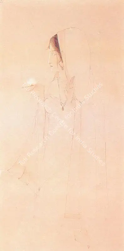 M.A.R. Chughtai (Artist), Lady Holding A Flower, 1996, Painting