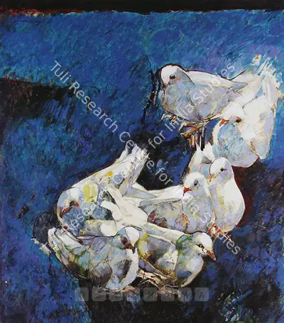 Jamil Naqsh (Artist), Untitled (Seven Doves), 2001, Painting