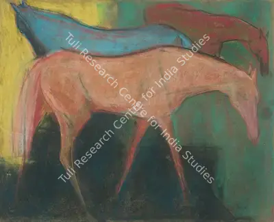 Sunil Das (Artist), Untitled (Horses), 1959, Drawing