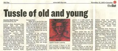 Jasmine Shah Varma (Reporter), Tussle of old and young, 2003, Newspaper Clipping