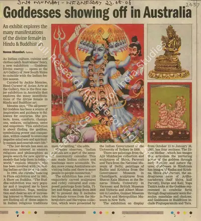 Neena Bhandari (Writer), Goddesses Showing off in Australia, 2006, Newspaper Clipping
