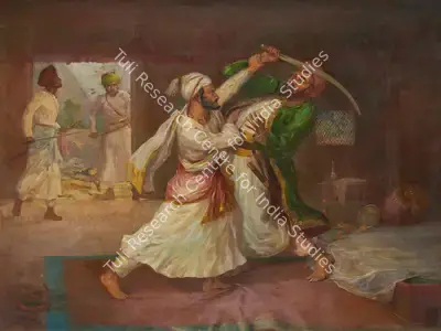 A.H. Muller (Artist), Shivaji Killing Afzal Khan, Painting