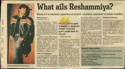 Shaheen Parkar (Reporter), What ails Reshammiya, 2006, Newspaper Clipping