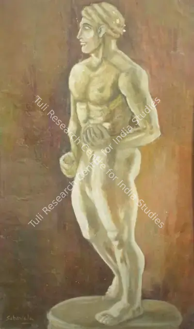 Jehangir Sabavala (Artist), Standing Male Nude, 1948, Painting