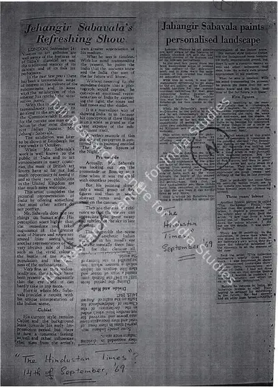 Jehangir Sabavala paints personalised landscape, 1969, Newspaper Clipping