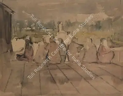 Bikash Bhattacharjee (Artist), Urban Space For Human III, 1960, Painting