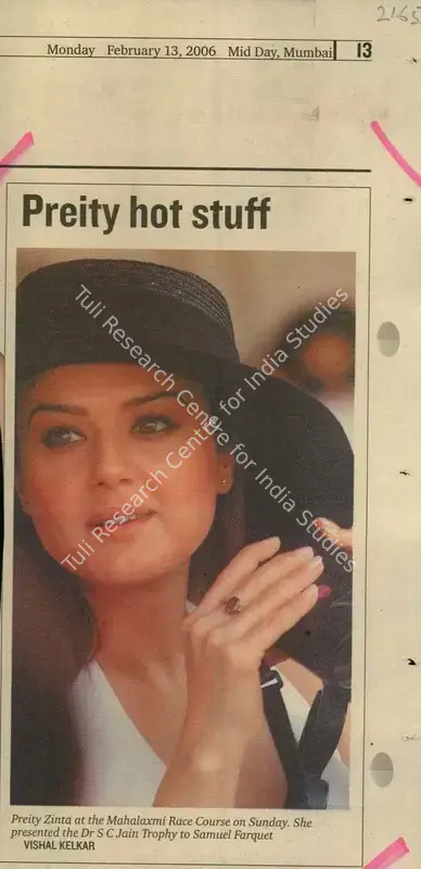 Vishal Kelkar (Reporter), Preity Hot Stuff, 2006, Newspaper Clipping