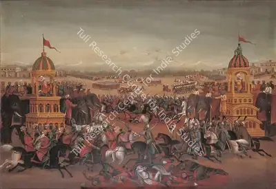 Unknown European Artist (Artist), Bhisma & Arjuna in Battle, From the Mahabharata, 1910, Painting