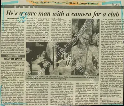 Nina Martyris (Reporter), He's a cave man with a camera for a club, 2002, Newspaper Clipping