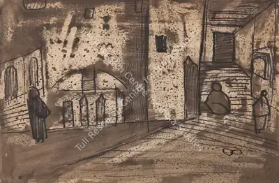 Ramkumar (Artist), Untitled (Banaras), 1955, Drawing