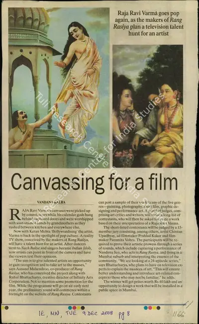 Vandana Kalra (Reporter), Canvassing for a Film, 2008, Newspaper Clipping