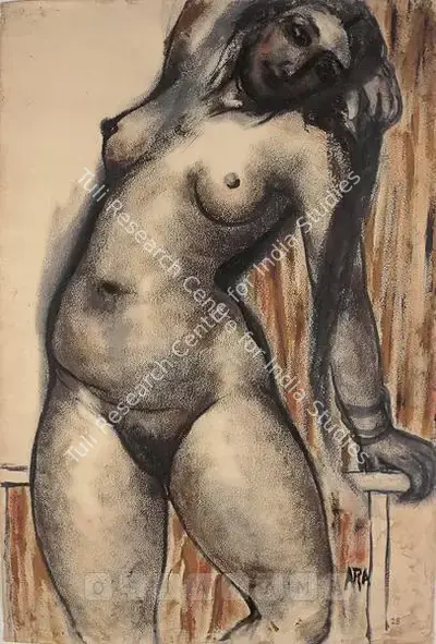 K.H. Ara (Artist), Black Nude, 1965, Painting