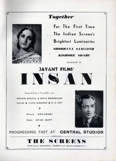 Babubhai Jani (Director), Insaan, 1944, Advertisement
