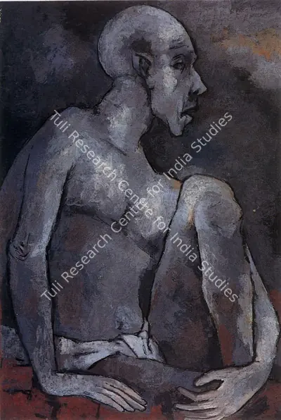 Goud, K. Laxma (Artist). Seated Man, n.d. | Painting, So.NeY/12.06.95