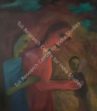Lalitha Lajmi (Artist), Red Woman with Puppet, 1996, Painting