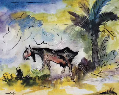 Ramkinkar Baij (Artist), Goat, Painting