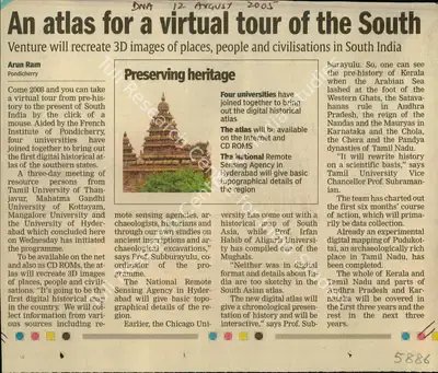 Arun Ram (Writer), An Atlas For a Virtual Tour of the South, 2005, Newspaper Clipping