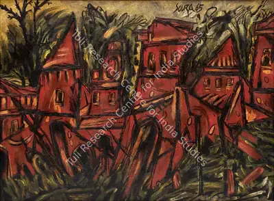 F.N. Souza (Artist), Townscape, 1965, Painting