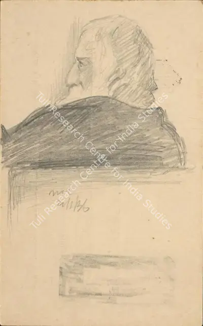 Nandalal Bose (Artist), Portrait of Rabindranath Tagore, 1936, Drawing