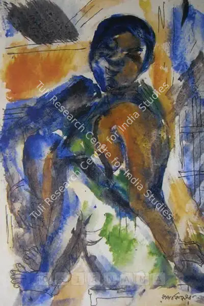 Ramkinkar Baij (Artist), Santhal Lady, Painting