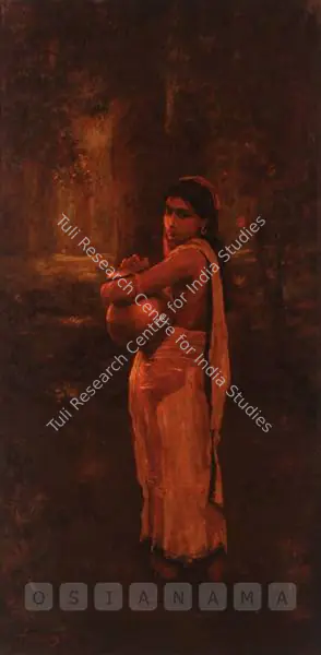 Hemendranath Mazumdar (Artist), A Young Woman With A Water Jar, 1921, Painting