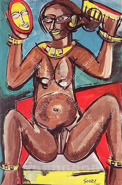 F.N. Souza (Artist), Untitled (Female Nude), 1949, Painting
