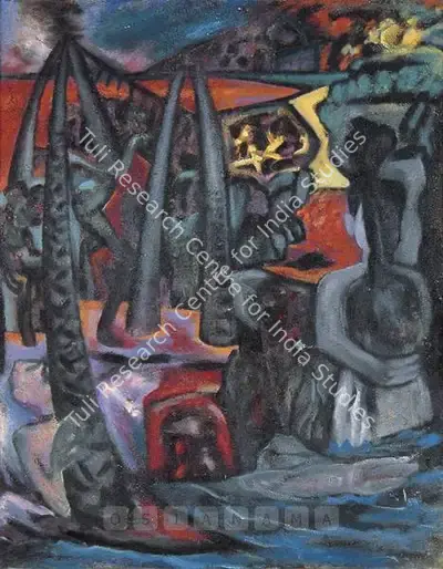 Surendran Nair (Artist), Visarjan, 1990, Painting