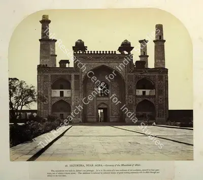 Eugene Clutterbuck Impey (Photographer), Secundra, Near Agra - Gateway of the Mausoleum of Akbar, Antiquarian Photograph